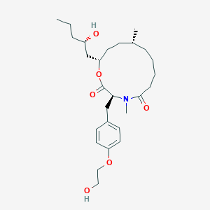 molecular formula C27H43NO6 B163308 (3S,10R,13S)-3-[[4-(2-羟乙氧基)苯基]甲基]-13-[(2S)-2-羟戊基]-4,10-二甲基-1-氧杂-4-氮杂环十三烷-2,5-二酮 CAS No. 258871-59-9