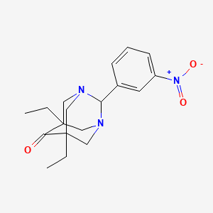 5,7-Diethyl-2-(3-nitro-phenyl)-1,3-diaza-tricyclo[3.3.1.1*3,7*]decan-6-one
