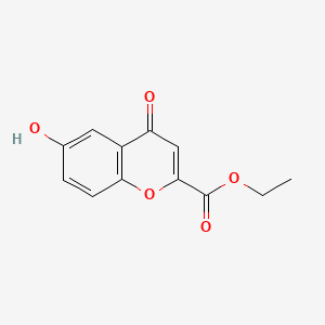 molecular formula C12H10O5 B1633295 4H-1-Benzopyran-2-carboxylic acid, 6-hydroxy-4-oxo-, ethyl ester 