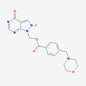 molecular formula C18H19N5O4 B163337 (4-oxo-2H-pyrazolo[3,4-d]pyrimidin-1-yl)methyl 4-(morpholin-4-ylmethyl)benzoate CAS No. 131402-47-6