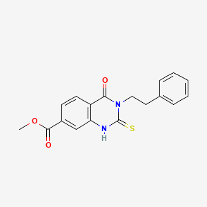 Methyl 4-oxo-3-(2-phenylethyl)-2-sulfanyl-3,4-dihydroquinazoline-7-carboxylate