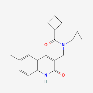 N-cyclopropyl-N-[(6-methyl-2-oxo-1H-quinolin-3-yl)methyl]cyclobutanecarboxamide