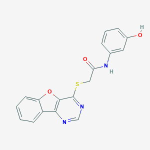 molecular formula C18H13N3O3S B163369 2-([1]benzofuro[3,2-d]pyrimidin-4-ylsulfanyl)-N-(3-hydroxyphenyl)acetamide CAS No. 848688-62-0