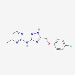 molecular formula C15H15ClN6O B1634162 2-Pyrimidinamine, N-[5-[(4-chlorophenoxy)methyl]-1H-1,2,4-triazol-3-yl]-4,6-dimethyl- 