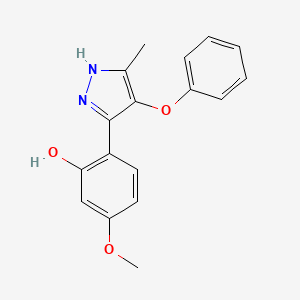 molecular formula C17H16N2O3 B1634681 5-methoxy-2-(5-methyl-4-phenoxy-1H-pyrazol-3-yl)phenol 