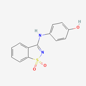 molecular formula C13H10N2O3S B1634682 4-[(1,1-Dioxido-1,2-benzisothiazol-3-yl)amino]phenol CAS No. 296790-99-3
