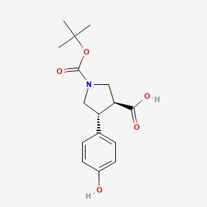 molecular formula C16H21NO5 B1635157 trans-1-Boc-4-(4-hydroxyphenyl)-pyrrolidine-3-carboxylic acid 