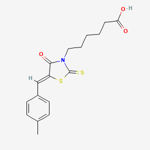 6-[(5Z)-5-[(4-methylphenyl)methylidene]-4-oxo-2-sulfanylidene-1,3-thiazolidin-3-yl]hexanoic acid