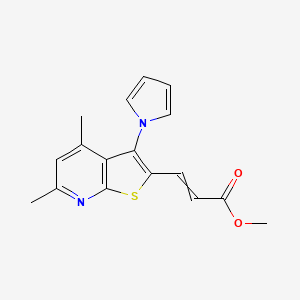 molecular formula C17H16N2O2S B1635278 Methyl 3-(4,6-dimethyl-3-pyrrol-1-ylthieno[2,3-b]pyridin-2-yl)prop-2-enoate 
