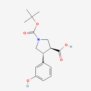 molecular formula C16H21NO5 B1635458 trans-1-Boc-4-(3-hydroxyphenyl)-pyrrolidine-3-carboxylic acid 