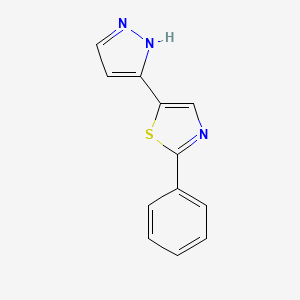 molecular formula C12H9N3S B1635695 2-苯基-5-(1H-吡唑-3-基)-1,3-噻唑 CAS No. 318234-44-5