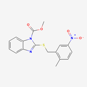 molecular formula C17H15N3O4S B1635855 Methyl 2-(2-methyl-5-nitrobenzylthio)-1H-benzo[d]imidazole-1-carboxylate 