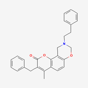 3-benzyl-4-methyl-9-(2-phenylethyl)-9,10-dihydro-2H,8H-chromeno[8,7-e][1,3]oxazin-2-one