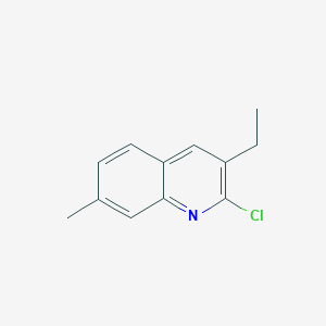 molecular formula C12H12ClN B163642 2-Chloro-3-ethyl-7-methylquinoline CAS No. 132118-49-1