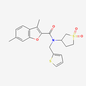 molecular formula C20H21NO4S2 B1636534 N-(1,1-dioxidotetrahydro-3-thienyl)-3,6-dimethyl-N-(2-thienylmethyl)-1-benzofuran-2-carboxamide 