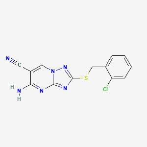 molecular formula C13H9ClN6S B1636801 5-Amino-2-[(2-chlorobenzyl)sulfanyl][1,2,4]triazolo[1,5-a]pyrimidin-6-yl cyanide 