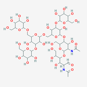 molecular formula C46H78N2O36 B1637059 N-[2-(5-acetamido-1,2,4-trihydroxy-6-oxohexan-3-yl)oxy-5-[6-[[3,5-dihydroxy-4-[3,4,5-trihydroxy-6-(hydroxymethyl)oxan-2-yl]oxy-6-[[3,4,5-trihydroxy-6-(hydroxymethyl)oxan-2-yl]oxymethyl]oxan-2-yl]oxymethyl]-3,5-dihydroxy-4-[3,4,5-trihydroxy-6-(hydroxymethyl)oxan-2-yl]oxyoxan-2-yl]oxy-4-hydroxy-6-(hydroxymethyl)oxan-3-yl]acetamide 