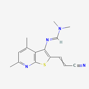 molecular formula C15H16N4S B1637234 N'-[2-(2-cyanovinyl)-4,6-dimethylthieno[2,3-b]pyridin-3-yl]-N,N-dimethyliminoformamide 