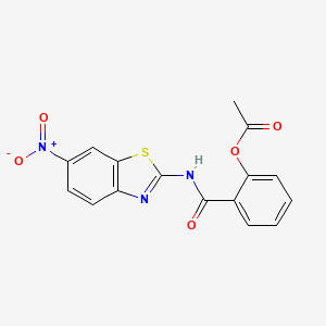 [2-[(6-Nitro-1,3-benzothiazol-2-yl)carbamoyl]phenyl] acetate