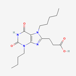 3-(3-Butyl-2,6-dioxo-7-pentylpurin-8-yl)propanoic acid