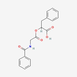 molecular formula C18H17NO5 B1637467 2-(2-Benzamidoacetyl)oxy-3-phenylpropanoic acid 