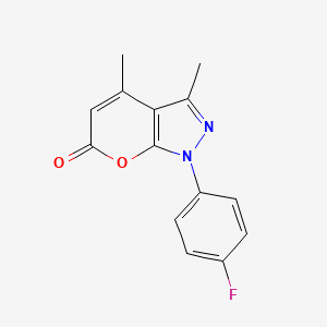 molecular formula C14H11FN2O2 B1637520 1-(4-Fluorophenyl)-3,4-dimethylpyrano[2,3-c]pyrazol-6-one 