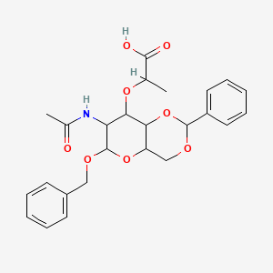 (2R)-2-(((4aR,6S,7R,8R,8aS)-7-Acetamido-6-(benzyloxy)-2-phenylhexahydropyrano[3,2-d][1,3]dioxin-8-yl)oxy)propanoic acid
