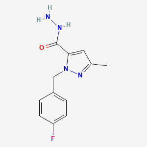 molecular formula C12H13FN4O B1637625 1-(4-Fluorobenzyl)-3-methyl-1H-pyrazole-5-carbohydrazide 