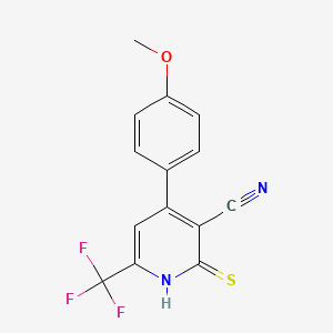 molecular formula C14H9F3N2OS B1637724 2-Mercapto-4-(4-methoxyphenyl)-6-(trifluoromethyl)nicotinonitrile CAS No. 438221-56-8