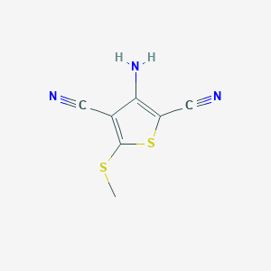 molecular formula C7H5N3S2 B1638276 2,4-Dicyano-3-amino-5-methylthiothiophene 