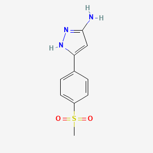 molecular formula C10H11N3O2S B1638333 5-(4-methylsulfonylphenyl)-1H-pyrazol-3-amine 