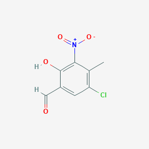 molecular formula C8H6ClNO4 B1638728 5-Chloro-2-hydroxy-4-methyl-3-nitrobenzaldehyde 