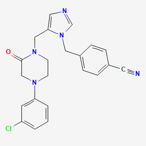 molecular formula C22H20ClN5O B1638783 Benzonitrile, 4-[[5-[[4-(3-chlorophenyl)-2-oxo-1-piperazinyl]methyl]-1H-imidazol-1-yl]methyl]- 