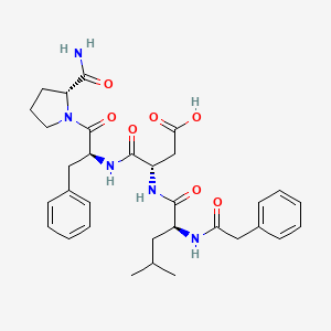 molecular formula C32H41N5O7 B1638843 (3S)-4-[[(2S)-1-[(2R)-2-carbamoylpyrrolidin-1-yl]-1-oxo-3-phenylpropan-2-yl]amino]-3-[[(2S)-4-methyl-2-[(2-phenylacetyl)amino]pentanoyl]amino]-4-oxobutanoic acid 