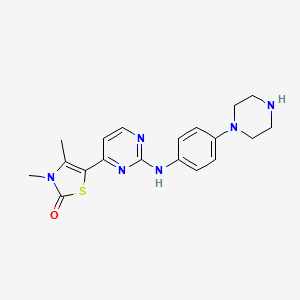 molecular formula C19H22N6OS B1639025 2(3H)-Thiazolone, 3,4-diMethyl-5-[2-[[4-(1-piperazinyl)phenyl]aMino]-4-pyriMidinyl]- 