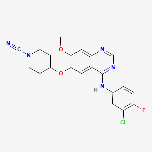 molecular formula C21H19ClFN5O2 B1639129 4-[4-(3-Chloro-4-fluoroanilino)-7-methoxyquinazolin-6-yl]oxypiperidine-1-carbonitrile 