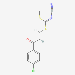 [[(E)-3-(4-chlorophenyl)-3-oxoprop-1-enyl]sulfanyl-methylsulfanylmethylidene]cyanamide