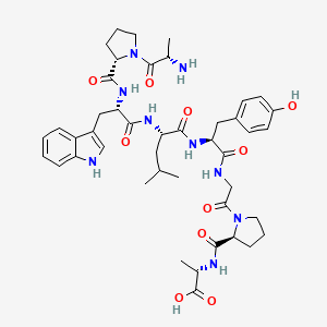 (2S)-2-[[(2S)-1-[2-[[(2S)-2-[[(2S)-2-[[(2S)-2-[[(2S)-1-[(2S)-2-Aminopropanoyl]pyrrolidine-2-carbonyl]amino]-3-(1H-indol-3-yl)propanoyl]amino]-4-methylpentanoyl]amino]-3-(4-hydroxyphenyl)propanoyl]amino]acetyl]pyrrolidine-2-carbonyl]amino]propanoic acid