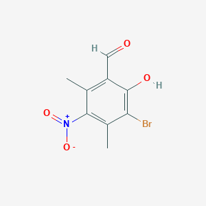 molecular formula C9H8BrNO4 B1639392 3-Bromo-2-hydroxy-4,6-dimethyl-5-nitro-benzaldehyde 