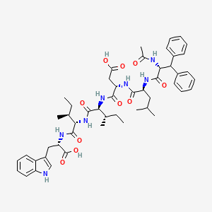 (3S)-3-[[(2S)-2-[[(2R)-2-Acetamido-3,3-diphenylpropanoyl]amino]-4-methylpentanoyl]amino]-4-[[(2S,3S)-1-[[(2S,3S)-1-[[(1S)-1-carboxy-2-(1H-indol-3-yl)ethyl]amino]-3-methyl-1-oxopentan-2-yl]amino]-3-methyl-1-oxopentan-2-yl]amino]-4-oxobutanoic acid