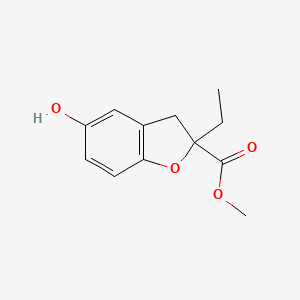 molecular formula C12H14O4 B1639774 2-Ethyl-5-hydroxy-2,3-dihydro-benzofuran-2-carboxylic acid methyl ester 