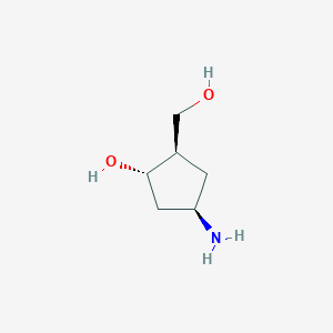 molecular formula C6H13NO2 B1640459 (1S,2R,4R)-4-amino-2-(hydroxymethyl)cyclopentanol 
