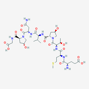 molecular formula C35H57N9O15S B1640540 (4S)-4-Amino-5-[[(2S)-1-[[(2S,3R)-1-[(2S,4R)-2-[[(2S)-1-[[(2S)-4-amino-1-[(2S,4R)-2-(carboxymethylcarbamoyl)-4-hydroxypyrrolidin-1-yl]-1,4-dioxobutan-2-yl]amino]-3-methyl-1-oxobutan-2-yl]carbamoyl]-4-hydroxypyrrolidin-1-yl]-3-hydroxy-1-oxobutan-2-yl]amino]-4-methylsulfanyl-1-oxobutan-2-yl]amino]-5-oxopentanoic acid CAS No. 393827-71-9