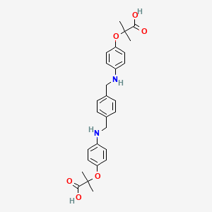 molecular formula C28H32N2O6 B1640712 2,2'-[1,4-Phenylenebis(methyleneimino-4,1-phenyleneoxy)]bis[2-methylpropanoic acid] 