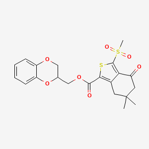 molecular formula C21H22O7S2 B1640858 Benzo[c]thiophene-1-carboxylic acid,4,5,6,7-tetrahydro-6,6-dimethyl-3-(methylsulfonyl)-4-oxo-,(2,3-dihydro-1,4-benzodioxin-2-yl)methyl ester 