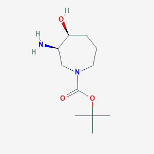 molecular formula C11H22N2O3 B1640990 (3R,4S)-3-Amino-4-hydroxy-azepane-1-carboxylic acid tert-butyl ester 