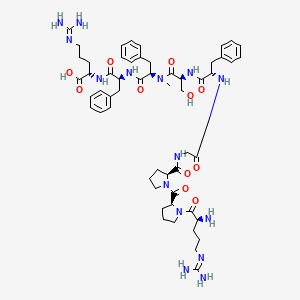(2S)-2-[[(2S)-2-[[(2R)-2-[[(2S)-2-[[(2S)-2-[[2-[[(2S)-1-[(2S)-1-[(2S)-2-Amino-5-(diaminomethylideneamino)pentanoyl]pyrrolidine-2-carbonyl]pyrrolidine-2-carbonyl]amino]acetyl]amino]-3-phenylpropanoyl]amino]-3-hydroxypropanoyl]-methylamino]-3-phenylpropanoyl]amino]-3-phenylpropanoyl]amino]-5-(diaminomethylideneamino)pentanoic acid