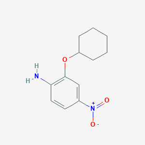 molecular formula C12H16N2O3 B1641469 Benzenamine, 2-(cyclohexyloxy)-4-nitro- 