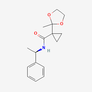 molecular formula C16H21NO3 B1641528 (R)-1-(2-Methyl-1,3-dioxolan-2-yl)-N-(1-phenylethyl)cyclopropanecarboxamide CAS No. 129321-57-9