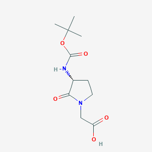 molecular formula C11H18N2O5 B1641597 (R)-3-(Boc-氨基)-2-氧代-1-吡咯烷-乙酸 CAS No. 78444-90-3